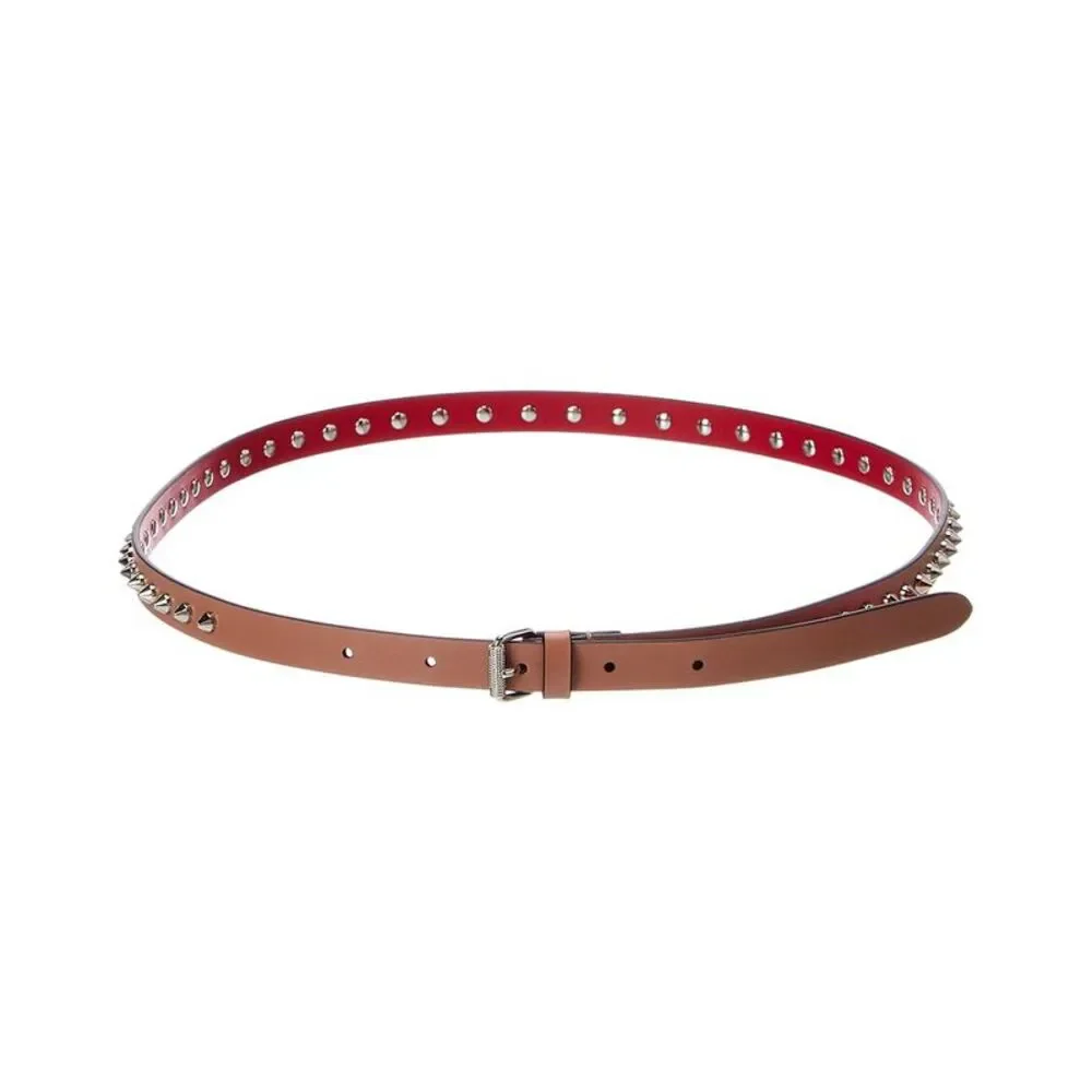 Christian Louboutin Logo Leather Belt, Tan